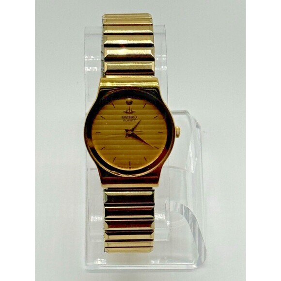 Seiko Accessories - Vintage Seiko Galaxy Watch Women Gold Tone Gold Dial 28mm Round 5Y91-6010 NewBat